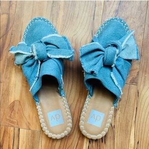 Dolce Vita denim bow slip on mule flat